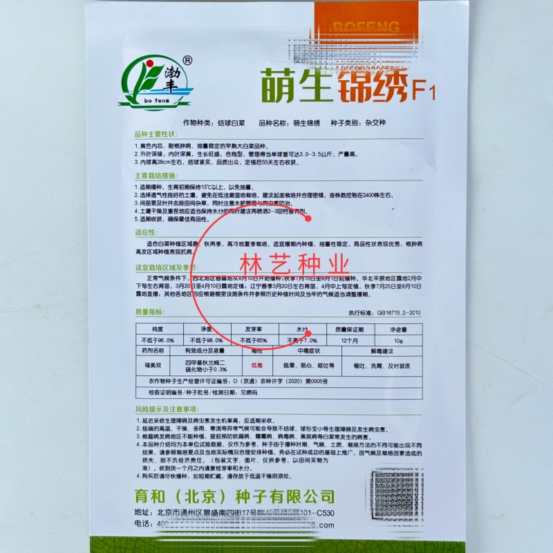 萌生锦绣杂交早熟黄心包头大白菜种子外叶绿内叶黄口感好