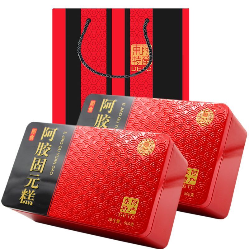 【拍1发4】铁盒装正品阿胶糕500g礼盒女士型即食阿胶固元膏