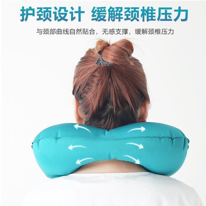 按压式充气枕u型枕头飞机头枕便携户外旅游可折叠护颈枕午睡
