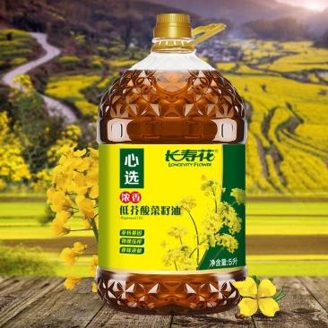 长寿花菜籽油5L低芥酸浓香桶装非转基因正宗物理压榨食用油家用