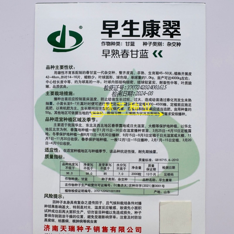 早生康翠甘蓝种子三季甘蓝种籽耐裂耐热耐运输结球甘蓝种子