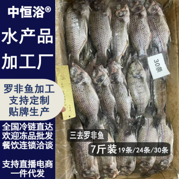 速冻三去罗非鱼7斤装新鲜加工去鳞去鳃去内脏商业冻品批发