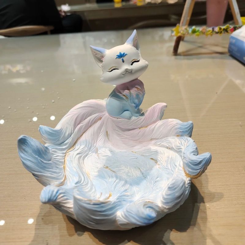 推荐九尾狐石膏娃娃涂色白胚diy摆件-烟灰缸