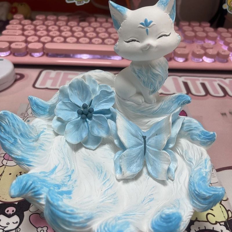 推荐九尾狐石膏娃娃涂色白胚diy摆件-烟灰缸