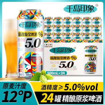 12度精酿原浆啤酒5.0全麦啤酒500ml*12/24罐装啤