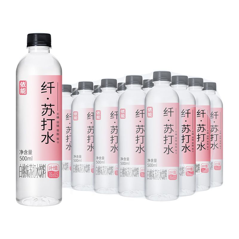 依能苏打水饮料锌强化青柠口味无糖弱碱性500ml*24瓶装非