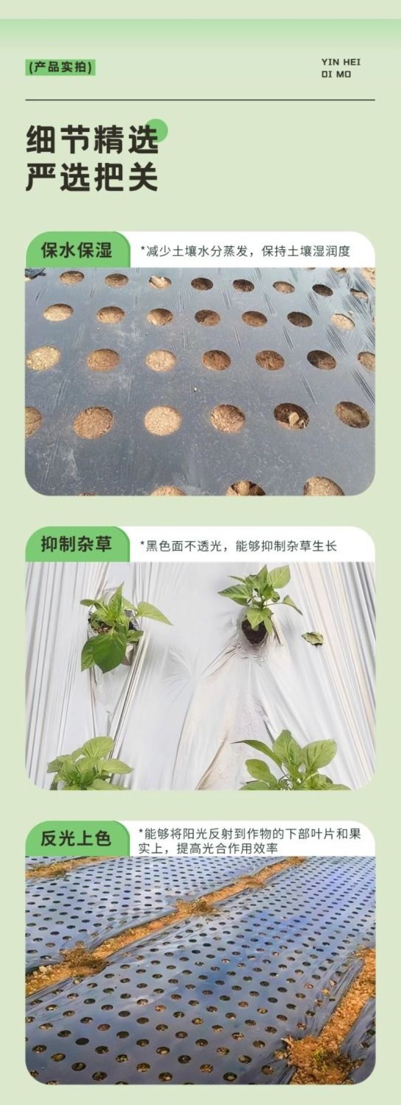 销售各种规格的打孔地膜银黑黑色白色可定制