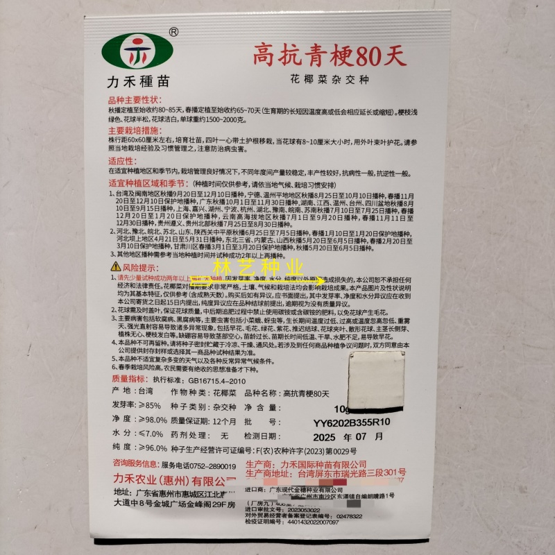 高抗青梗80天松花菜种子花椰菜杂交种散花春秋季