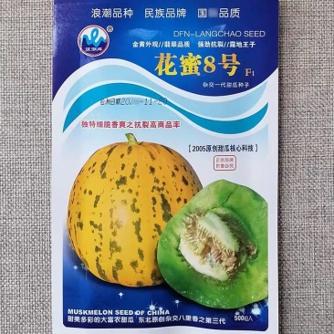 花蜜8号杂交高糖甜瓜种子豹点黄花绿肉金黄大果甜瓜香瓜种籽