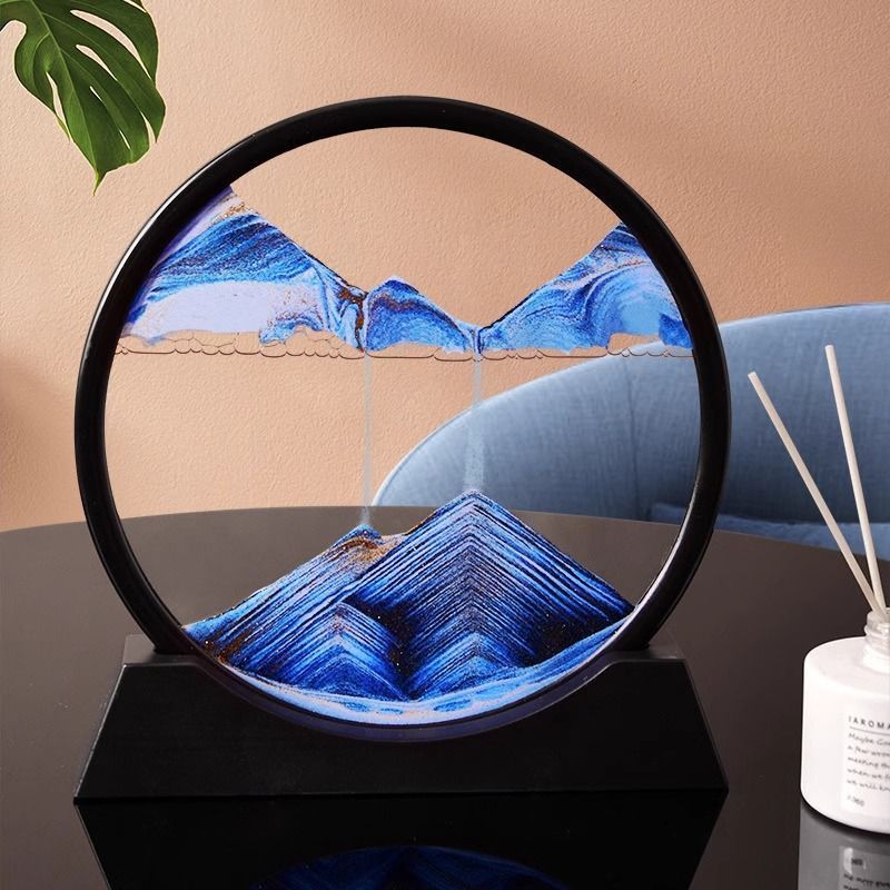 创意3D流沙画沙漏摆件解压客厅摆件工艺品高档次装饰品桌面摆件