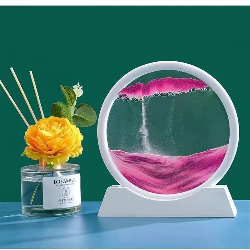 创意3D流沙画沙漏摆件解压客厅摆件工艺品高档次装饰品桌面摆件