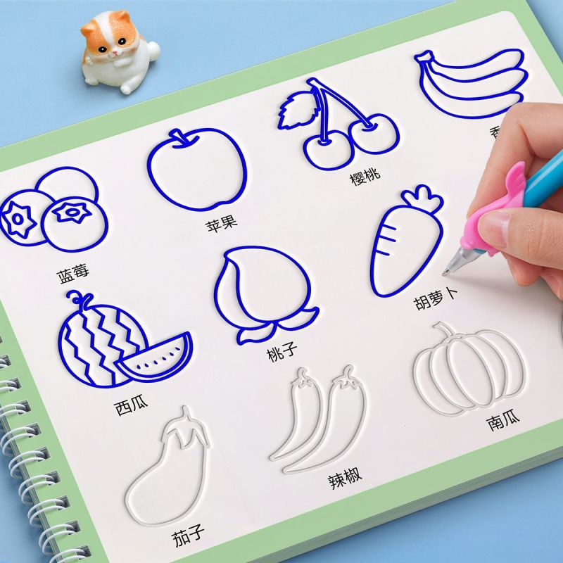 幼儿园凹槽涂色书绘本儿童画画本字帖简笔画入门套装大班控笔训练