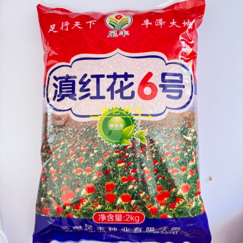 滇红花6号草红花种子花朵大无刺花丝长耐瘠产量高药材籽
