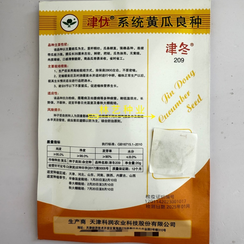 津冬209黄瓜种子春秋冬四季播高产油亮抗病耐热耐寒高产黄