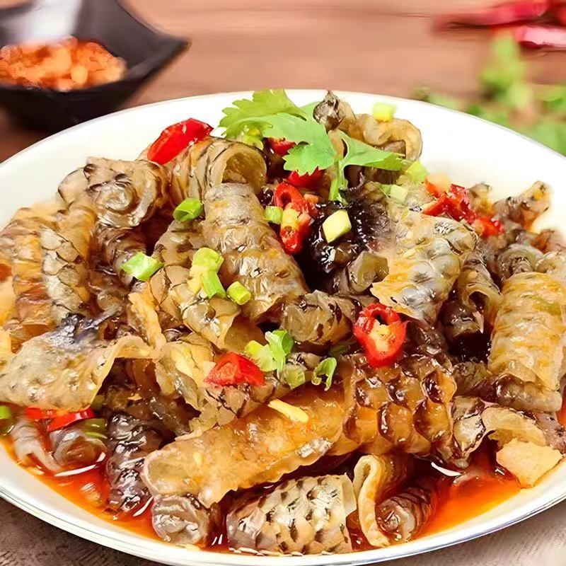 红油鱼皮卷泡椒鱼皮香辣零食即食下酒菜凉拌菜爽脆Q弹凉拌批发