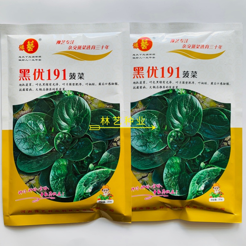 黑优191菠菜种子趴地耐热耐寒耐抽薹圆叶黑绿抗病春秋冬菠
