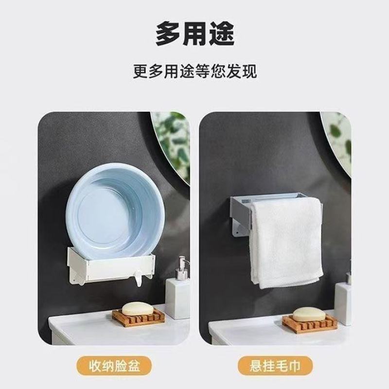 可折叠垃圾架卫生间垃圾桶壁挂式免打孔厨房多功能收纳架