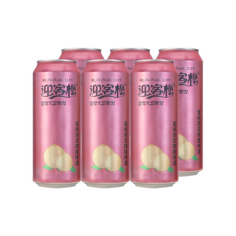 迎客松蜜桃原浆精酿啤酒麦芽浓度12P500ml*6瓶整箱果