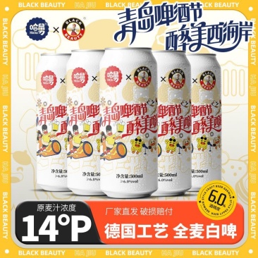 14度白啤酒500ml*12/24罐精酿小麦啤酒整箱批青岛哈