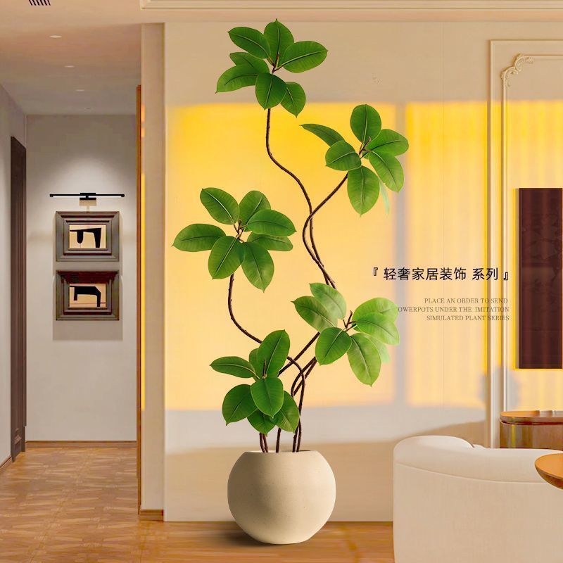 橡皮树仿真绿植假绿植仿真植物落地摆件室内仿生绿植造景假树盆栽