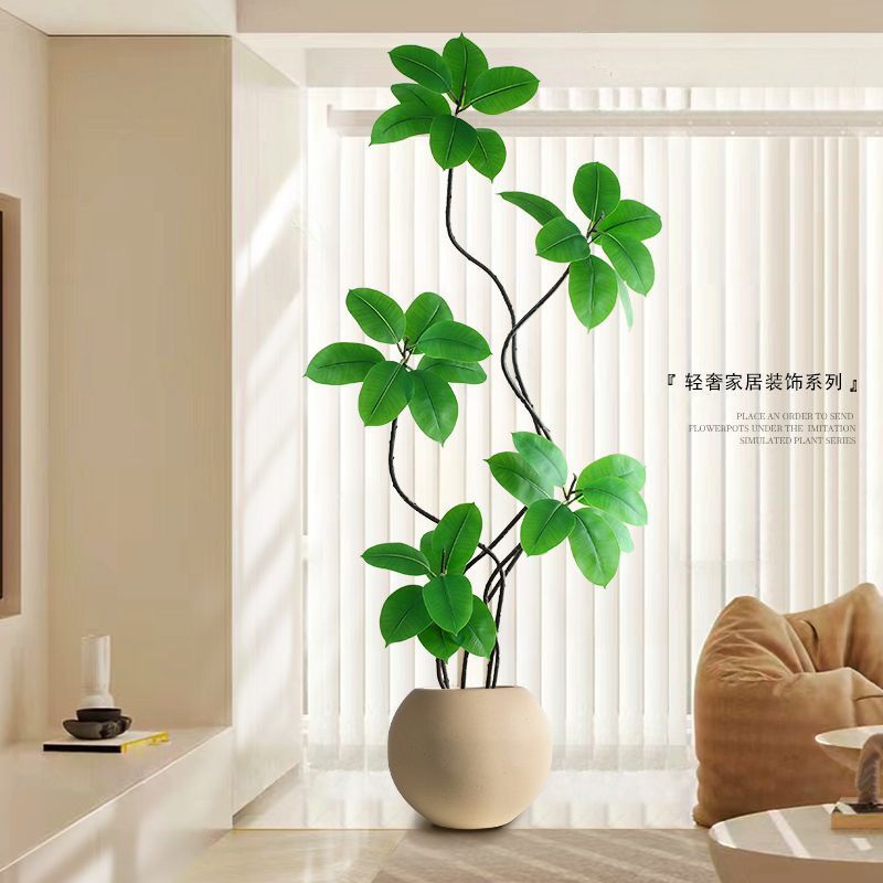橡皮树仿真绿植假绿植仿真植物落地摆件室内仿生绿植造景假树盆栽