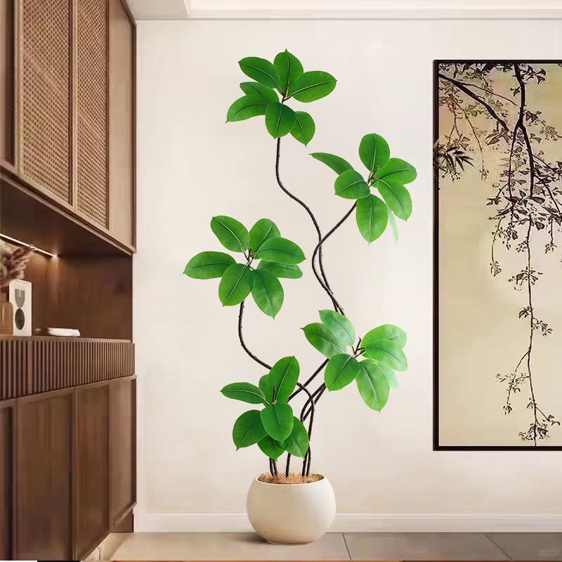 橡皮树仿真绿植假绿植仿真植物落地摆件室内仿生绿植造景假树盆栽