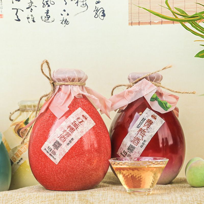 青梅酒蜜桃果酒坛装高颜值古风低度微醺女士桃花酿