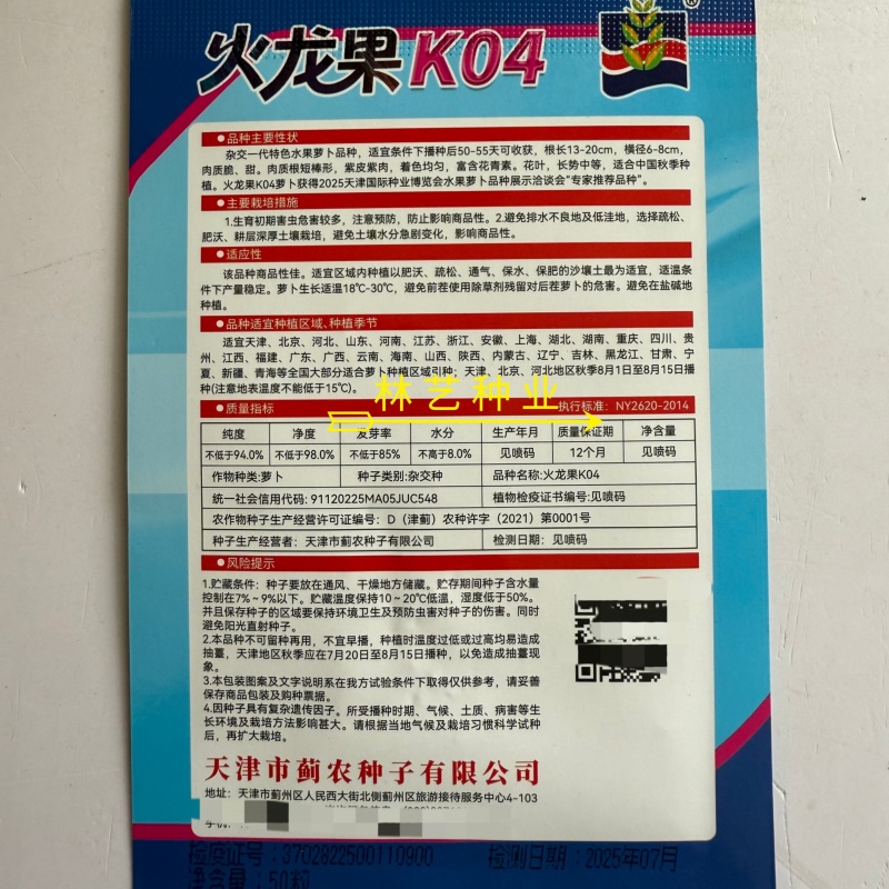 火龙果K04水果萝卜种子50粒紫皮紫肉萝卜抗病耐低温