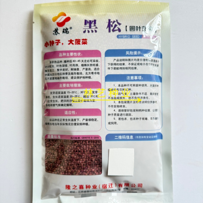 黑松菠菜种子中早熟圆叶菠菜种籽春秋大叶菠菜耐抽苔厚叶