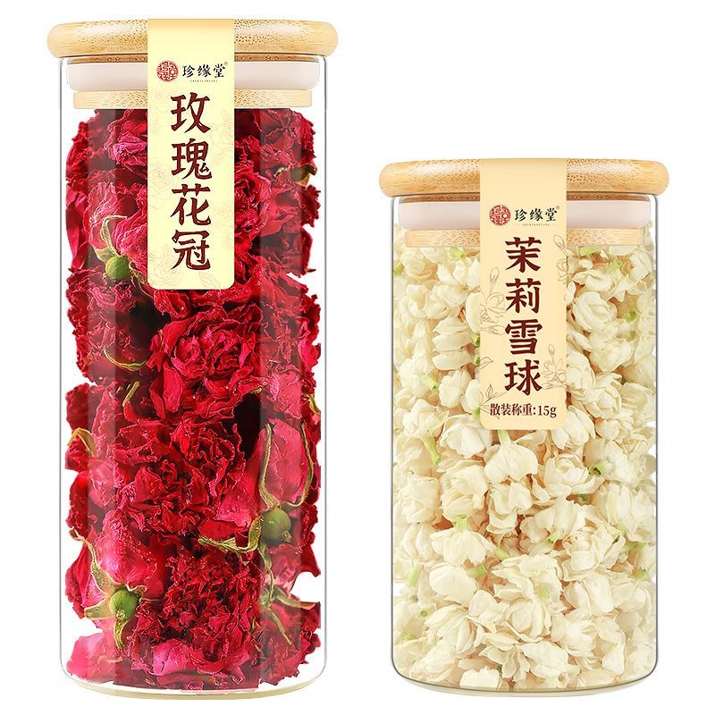 茉莉花茶茉莉雪球玫花干花茶泡水喝的东西茶花茶叶泡茶