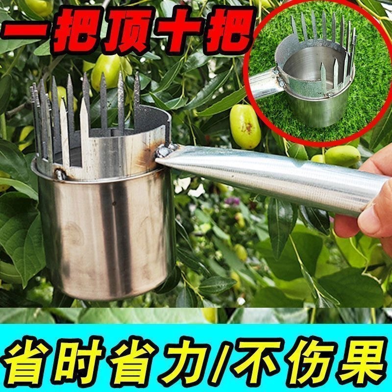 新款摘枣子神器加厚酸枣镀锌钢摘果器采果山枣