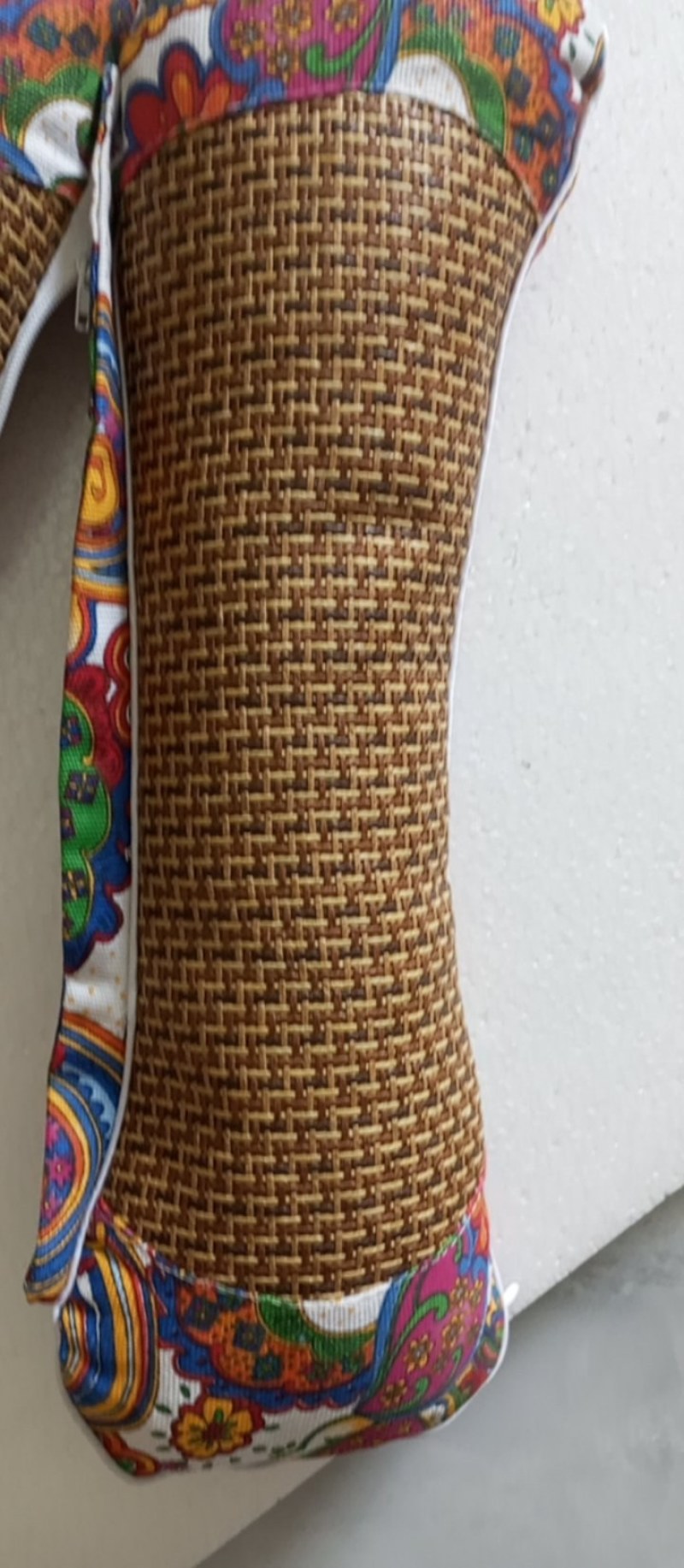 艾草凉席连体枕新款可拆卸藤席艾草填充连体颈椎枕艾草护颈枕