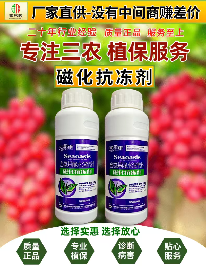 磁化抗冻剂防冻害低温增加热量含氨基酸水溶肥