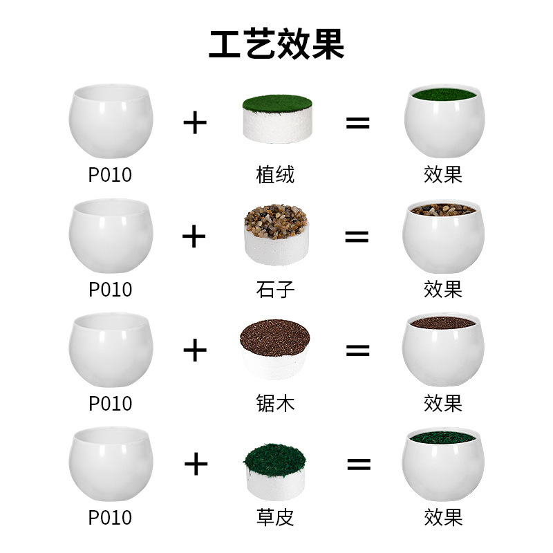 批发塑料花盆光面圆形花盆北欧简约仿真花装饰多肉盆碗形