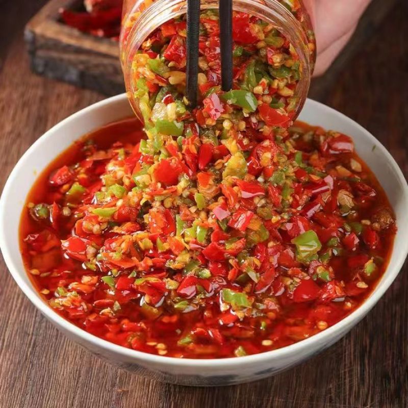 湖南蒜蓉辣椒酱农家自制剁椒下饭菜特辣香辣超辣双椒彩椒瓶装批发