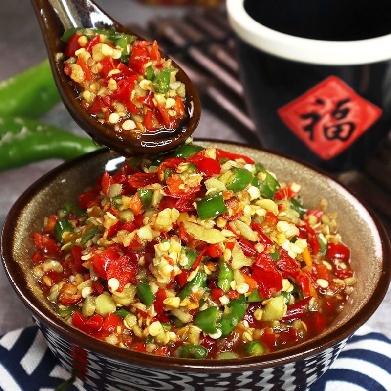 湖南蒜蓉辣椒酱农家自制剁椒下饭菜特辣香辣超辣双椒彩椒瓶装批发