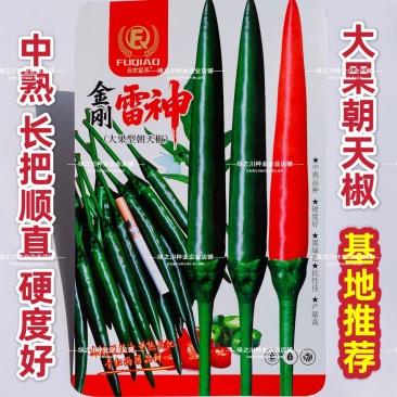 升级黑绿色金刚雷神朝天椒种子大号青红两用长把朝天椒种籽