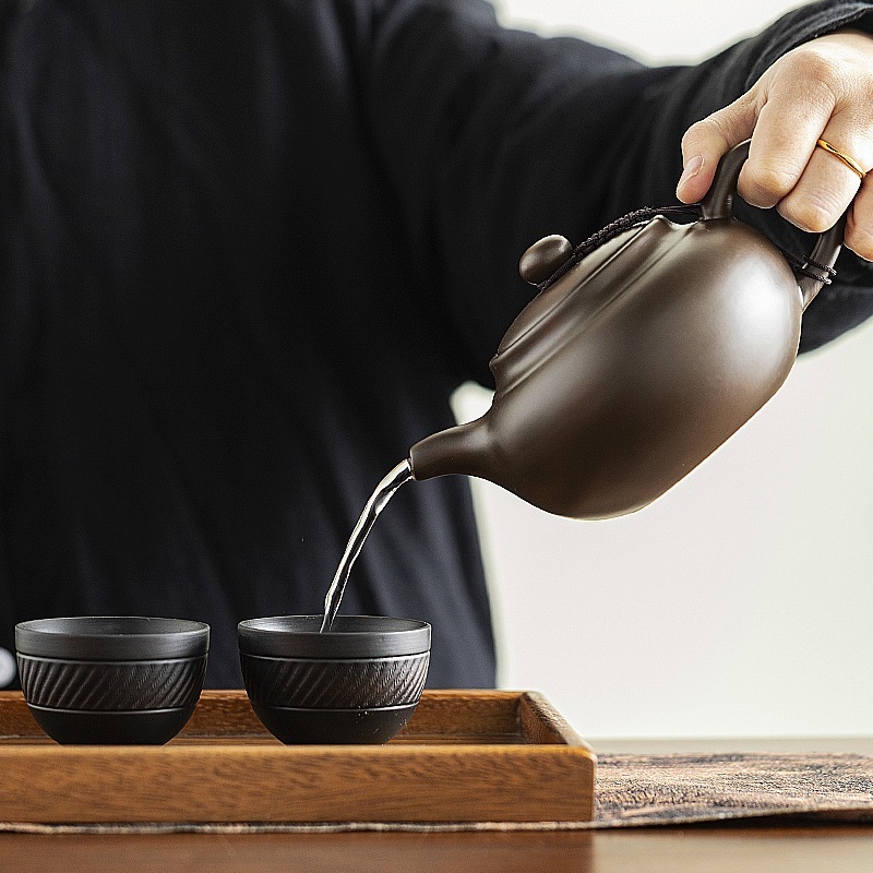纯手工正宗紫砂壶原矿老紫泥龙蛋壶茶具大容量泡茶壶单壶茶壶。