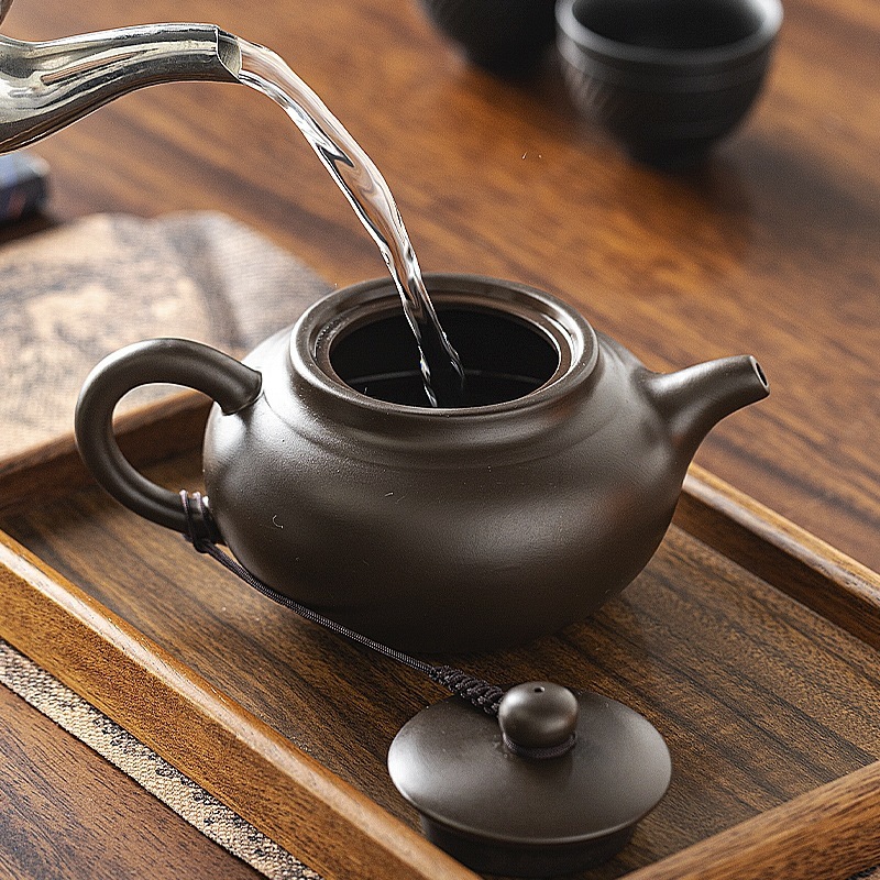 纯手工正宗紫砂壶原矿老紫泥龙蛋壶茶具大容量泡茶壶单壶茶壶。