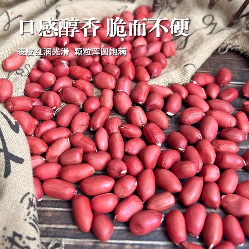 2斤红皮花生米批发农家自产红衣四粒红新货花生东北带壳花生