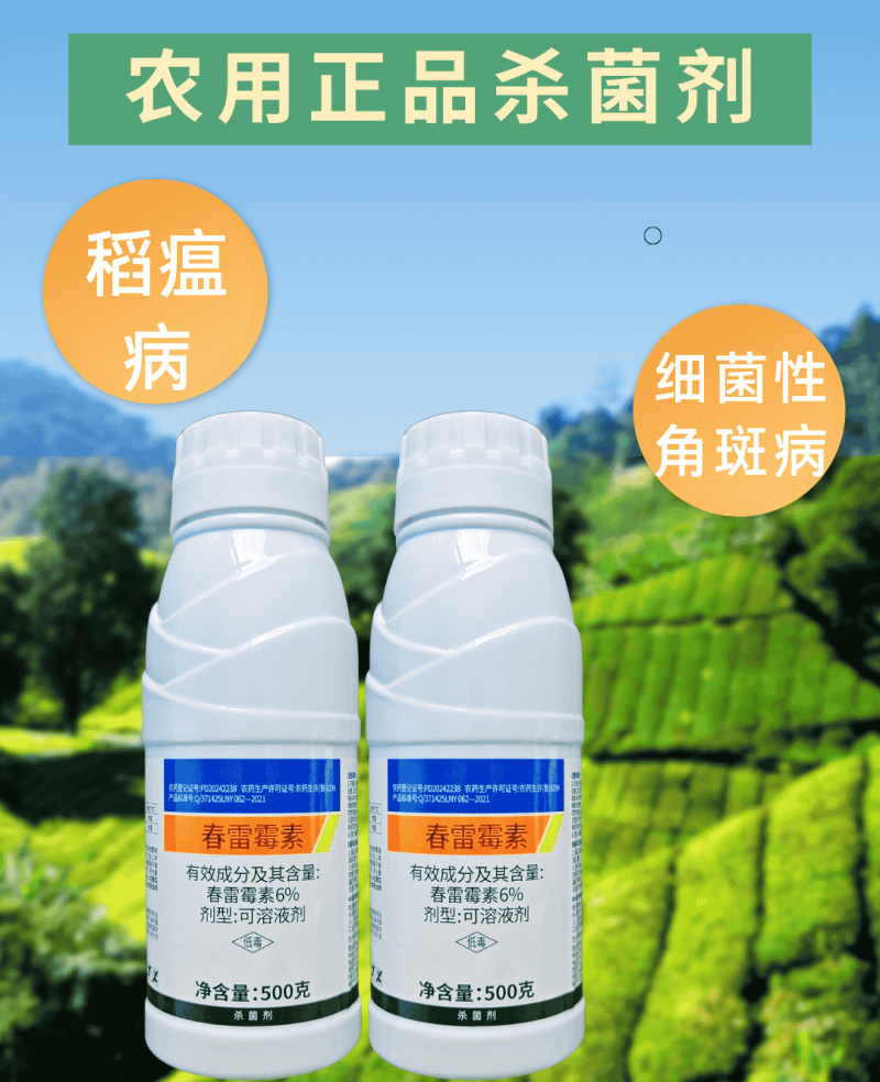 6%春雷霉素杀菌剂细菌病害稻瘟病细菌性角斑病高含量500