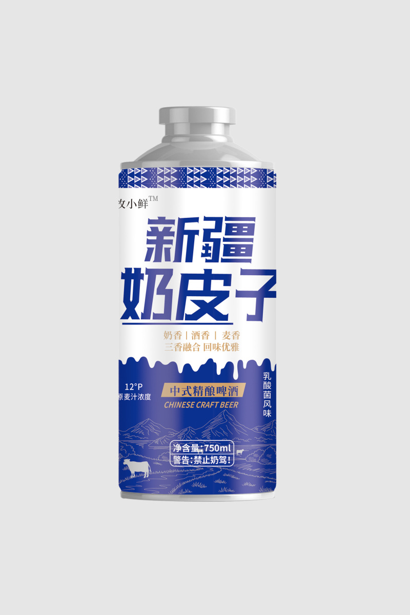 新疆奶皮子啤酒，750毫升4罐礼盒装，750*6罐标箱。