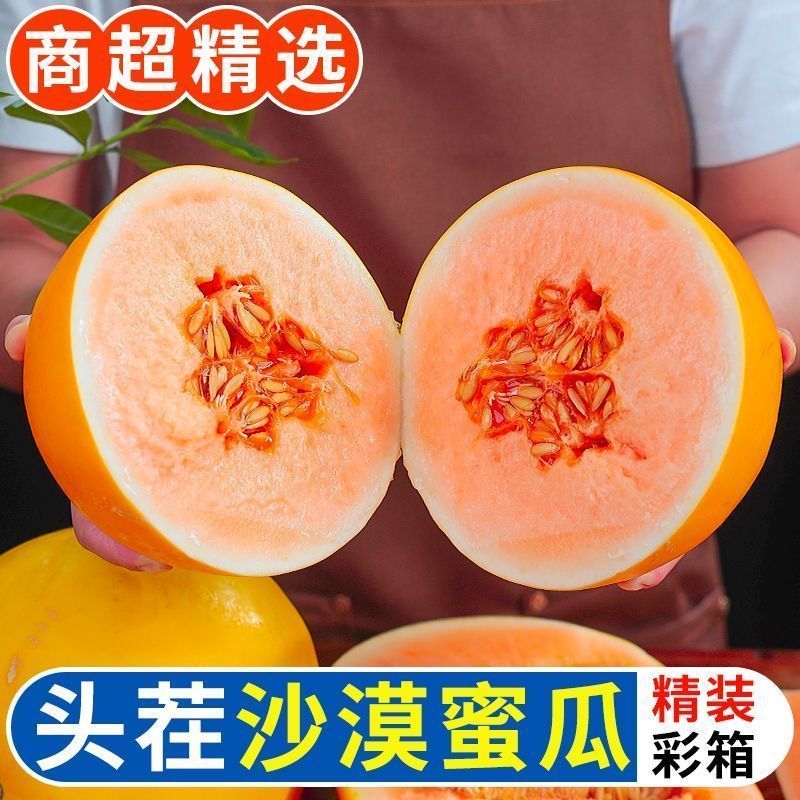 正宗甘肃民勤蜜瓜沙漠黄皮大甜瓜脆大瓜新鲜应季水果整箱特价代发