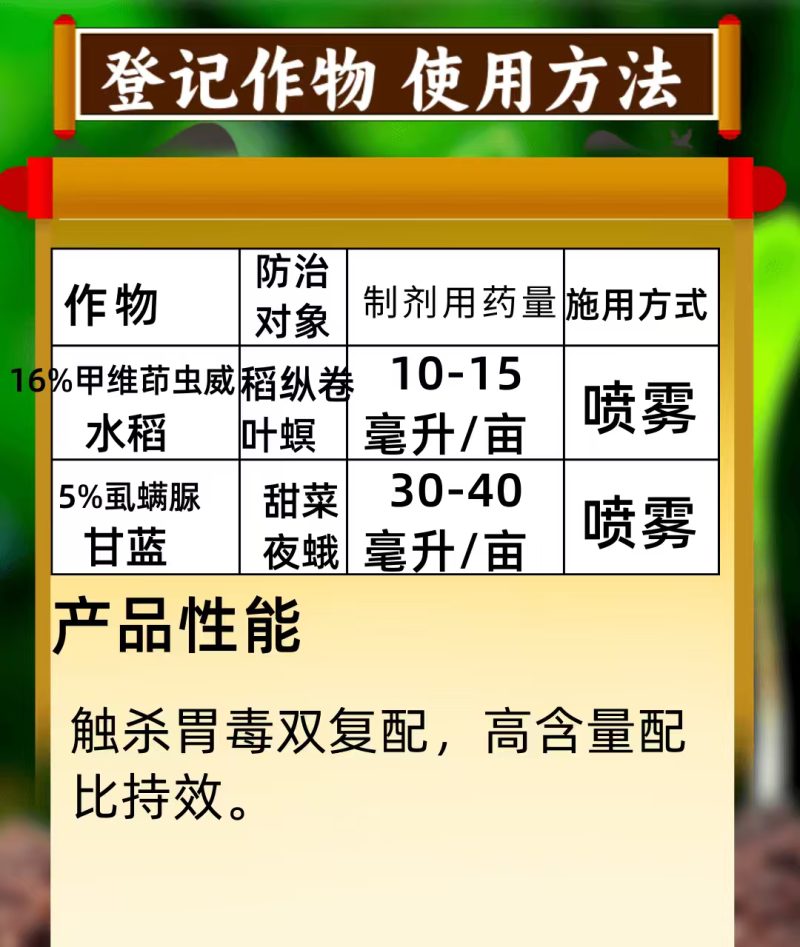 16%甲维茚虫威虱螨脲组合杀虫剂肉虫甜菜夜蛾卷叶螟