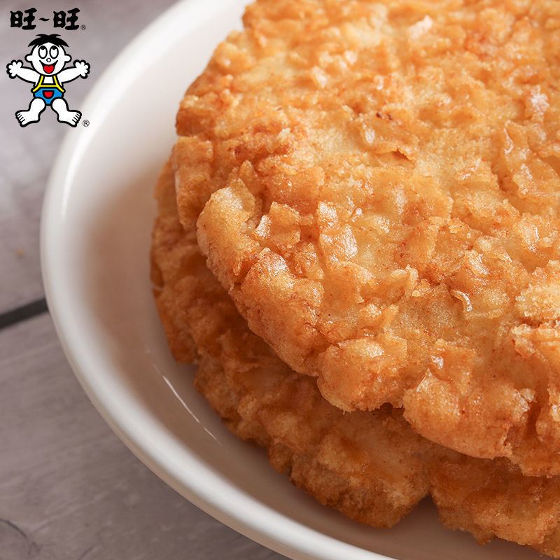 旺旺大米饼1000g零食锅巴小吃解馋饼干批发包邮膨化休闲食品