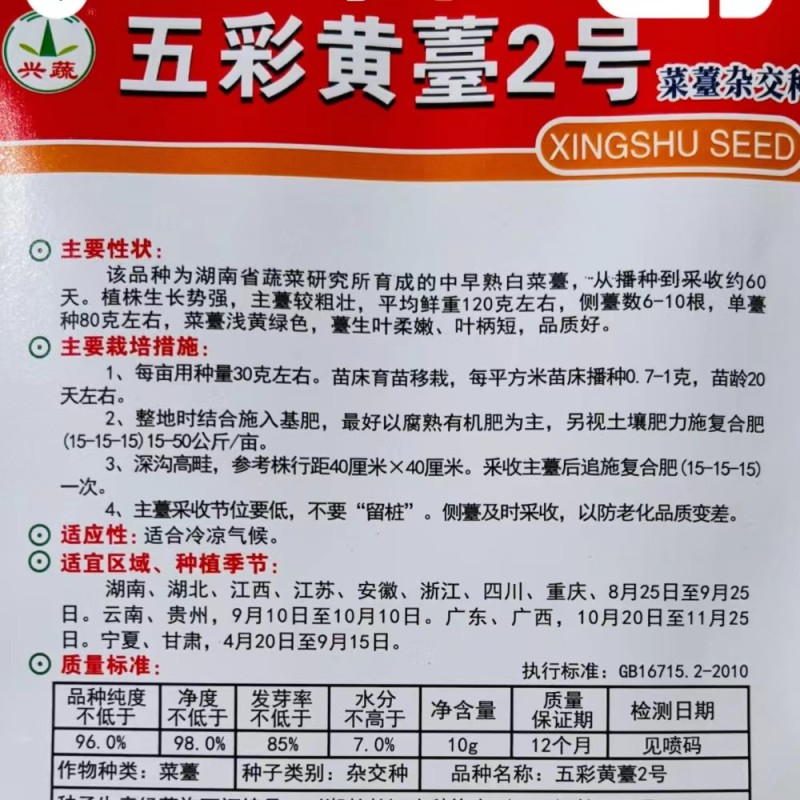 五彩黄苔2号菜苔种子黄绿菜苔种子色无腊粉外观佳早中熟甜嫩