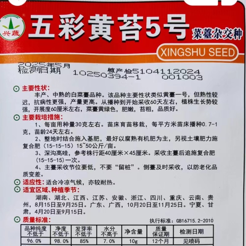 五彩黄苔2号菜苔种子黄绿菜苔种子色无腊粉外观佳早中熟甜嫩