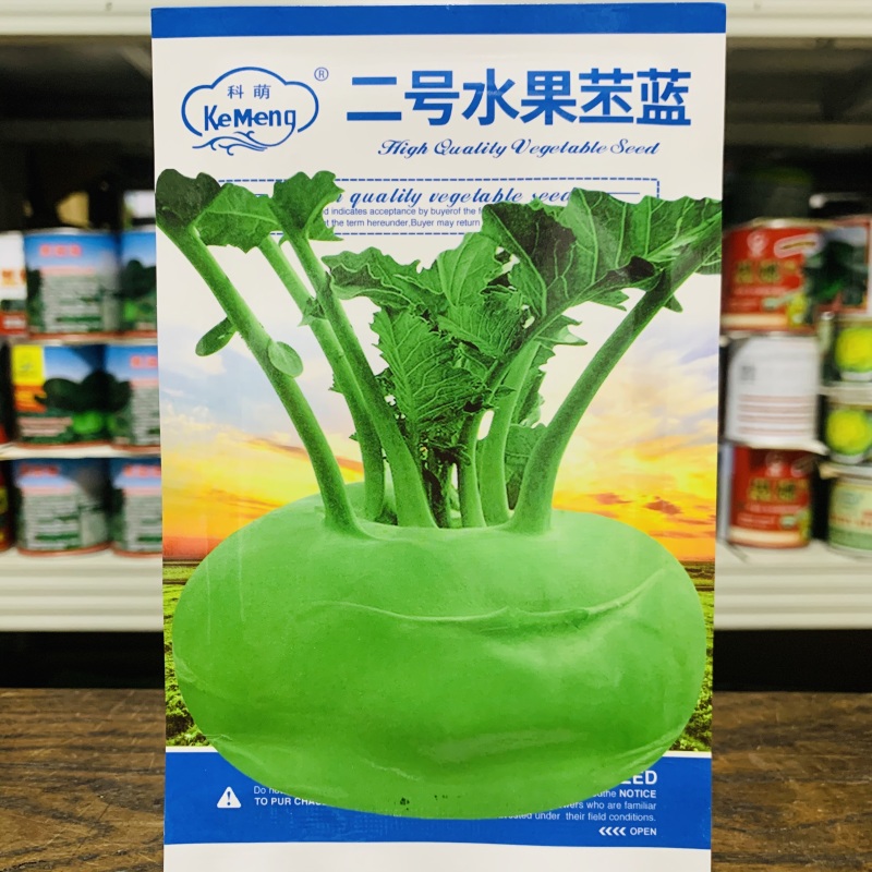 科萌二号早熟水果苤蓝种子翠绿扁圆球芥蓝种籽脆甜春秋季蔬菜