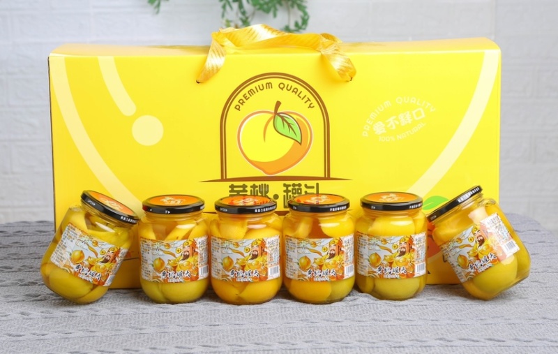 510g*6瓶装水果罐头，纯黄桃，礼盒批发可一件代发