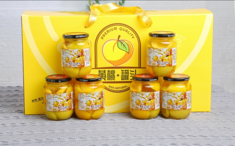 510g*6瓶装水果罐头，纯黄桃，礼盒批发可一件代发